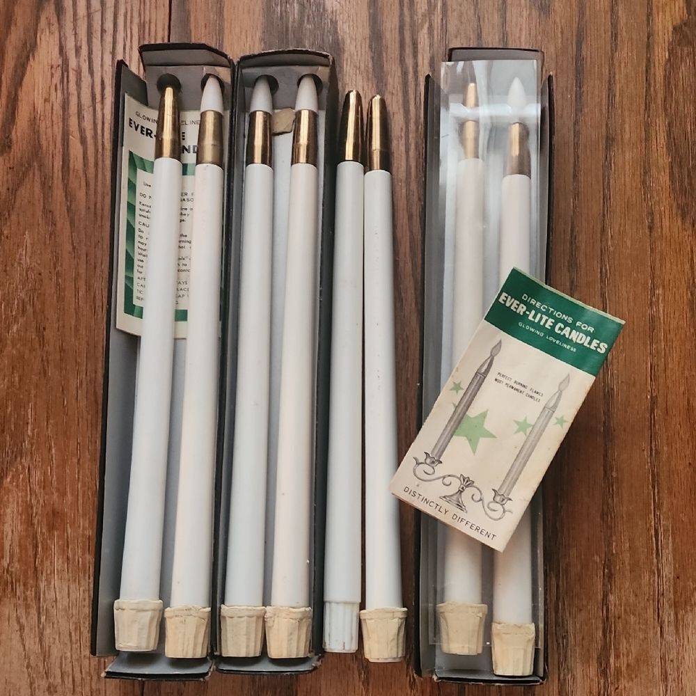 Vintage Set Of Ever~lite Refillable Taper Candles